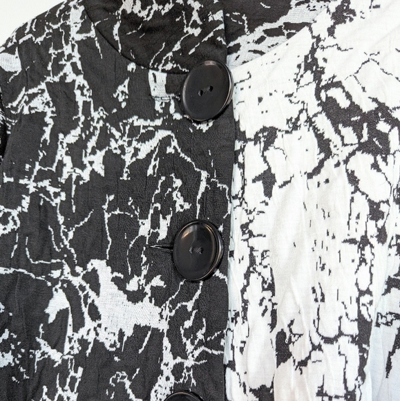 JM Collection Colorblock Marble Print Quilted ¾ Sleeve Jacket Black White- sz 1X - Picture 6 of 11
